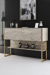 Hanah Home Luxe - Tocador Travertino y Dorado